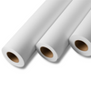 Three rolls of plain white heatseal paper, stacked vertically and horizontally