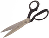 Fabric scissors with micro-serrated lower blade, stainless steel with black handles