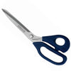 A pair of blue-handled Mundial Cushion-Pro scissors with a stainless steel blade.