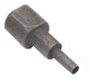 A single gray metal pattern drill bit.