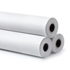 Three rolls of plain plotter paper, stacked on top of each other, with a white background.