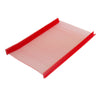 A red nylon attachment tag, typically used for carpet or mattress labeling, displayed on a white background